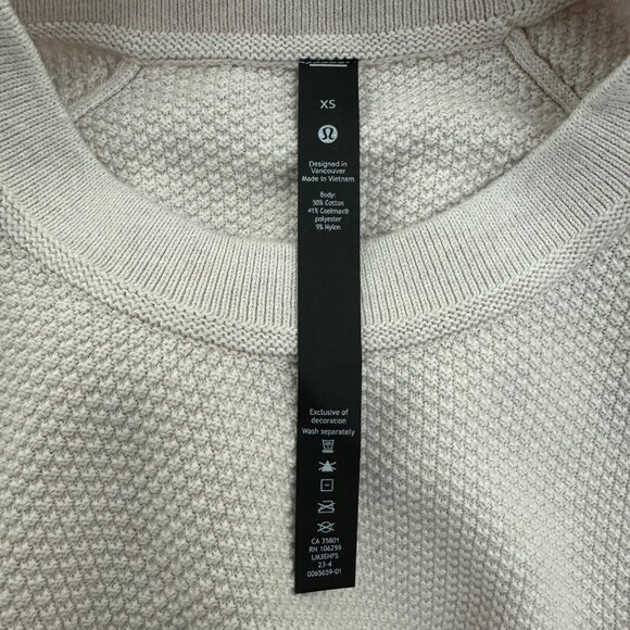 Lululemon Womens Cream Textured Knit Crewneck Sweater Pullover Long Sleeve XS - Picture 9 of 9